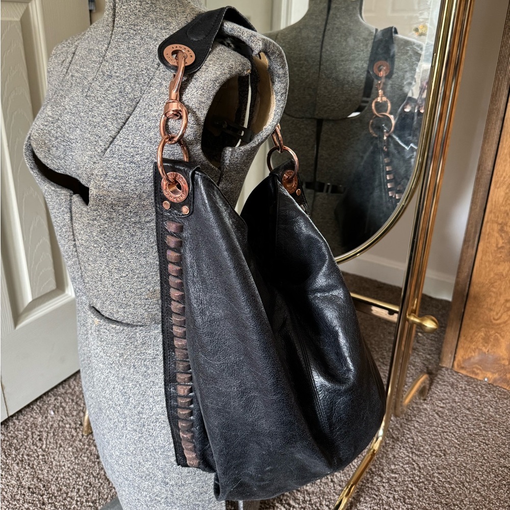 Rebecca Minkoff Black Leather Hobo Bag with rose gold studs and hardware slouchy - Picture 11 of 11